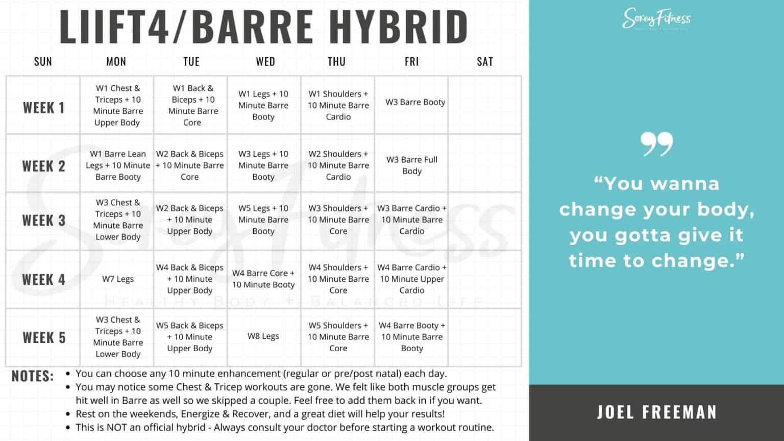 LIIFT4 Barre Blend Hybrid Calendar Sorey Fitness by Kim and Kalee