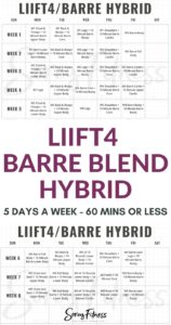 LIIFT4 Barre Blend Hybrid Calendar - Sorey Fitness by Kim and Kalee