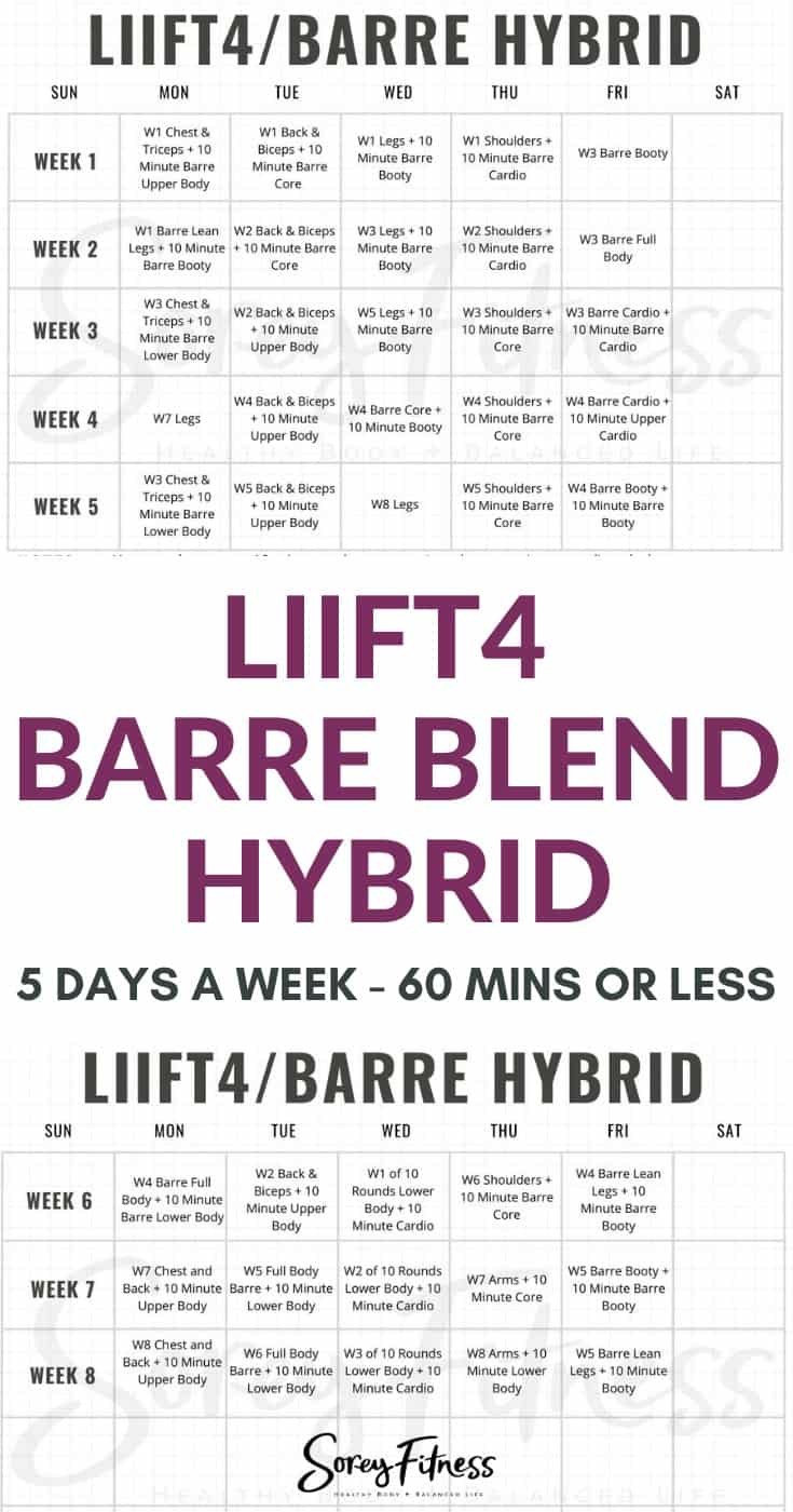LIIFT4 Barre Blend Hybrid Calendar Sorey Fitness By Kim And Kalee