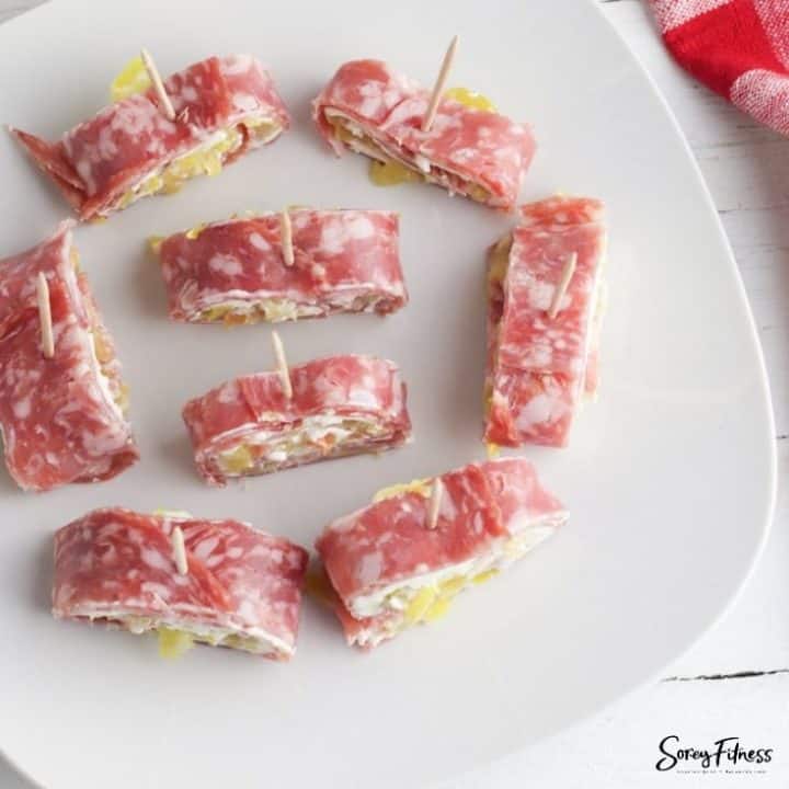 Easy Keto Salami Roll Ups with Cream Cheese & Peppers
