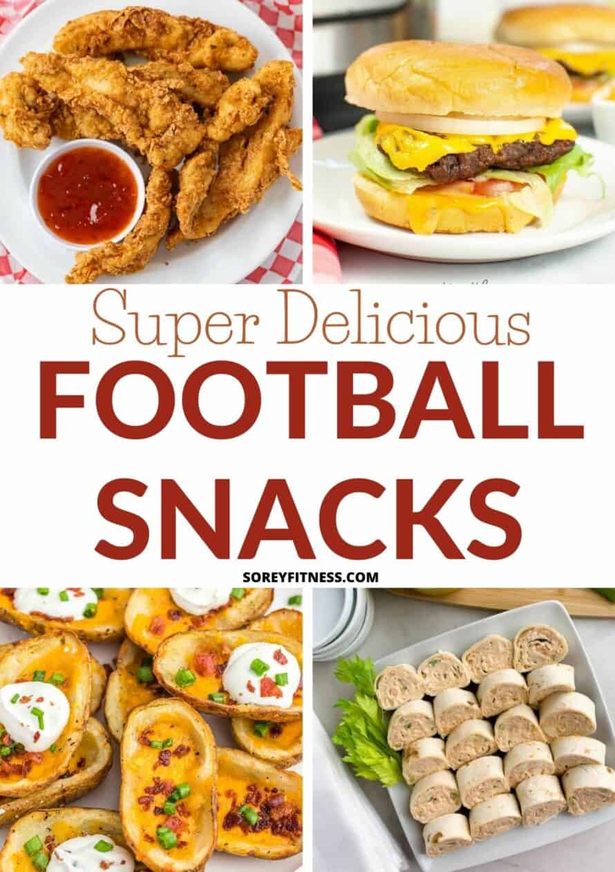 collage of 4 super delicious football snacks