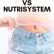 womans stomach with the text overlay "we compared jenny craig vs nutrisystem"