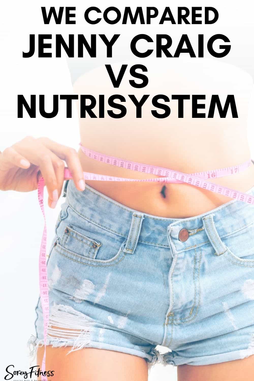 womans stomach with the text overlay "we compared jenny craig vs nutrisystem"