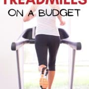 a lady running on a treadmill with the words "best compact treadmills on a budget"