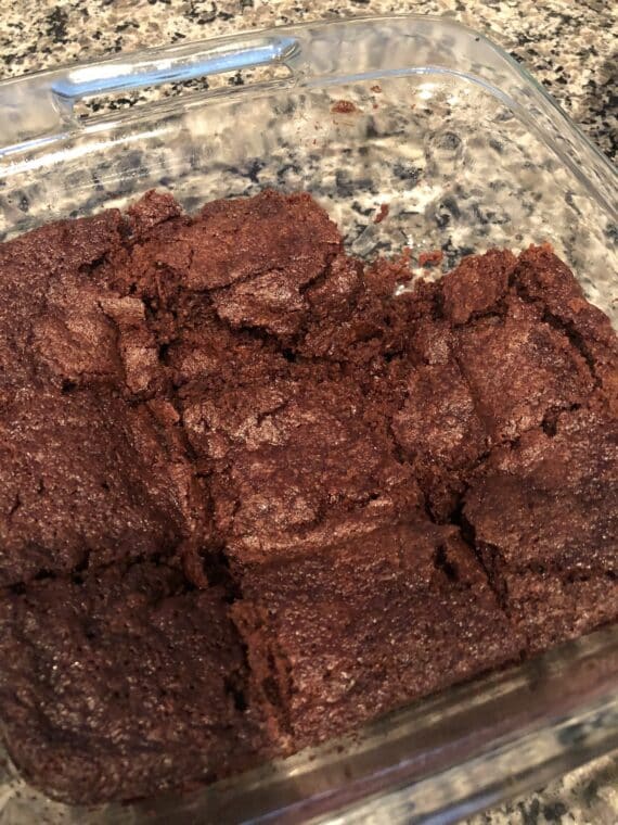 brownies in a glass dish