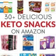 Collage of the 30+ best keto snacks on amazon