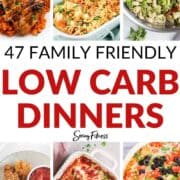 47 Family Friendly low carb dinner ideas for family (collage of 6 recipes)