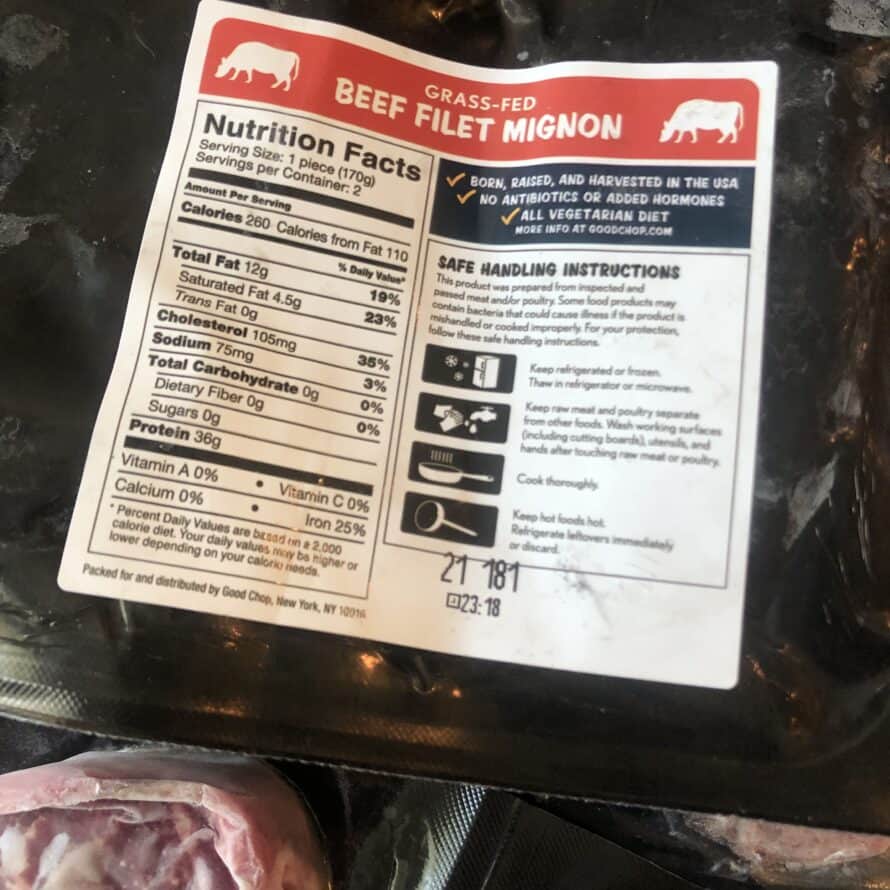 good chop nutrition label