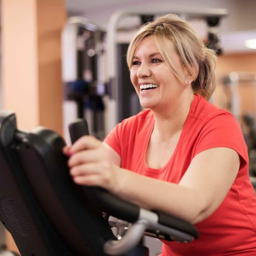 woman exercising on stair-master