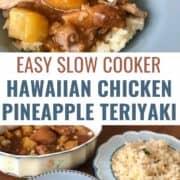 collage of Easy Slow Cooker Chicken Pineapple Teriyaki photos