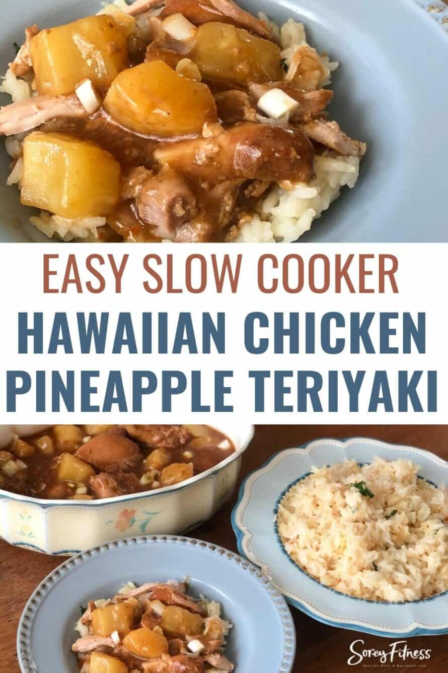 collage of Easy Slow Cooker Chicken Pineapple Teriyaki photos
