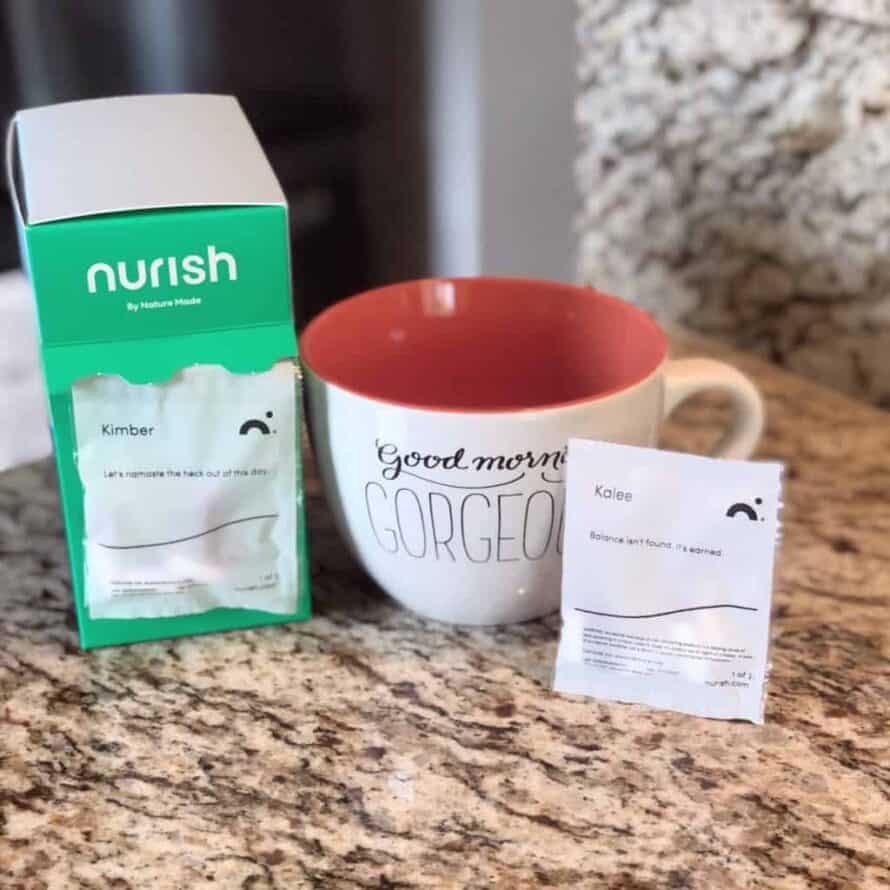 nurish vitamins and a mug