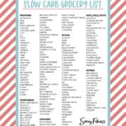 Printable Slow Carb Grocery Shopping List