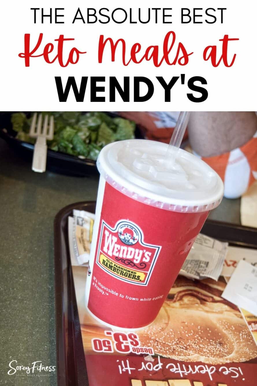 Wendy's cup at the fast food chain with the words The Absolute Best Keto Meals at Wendys