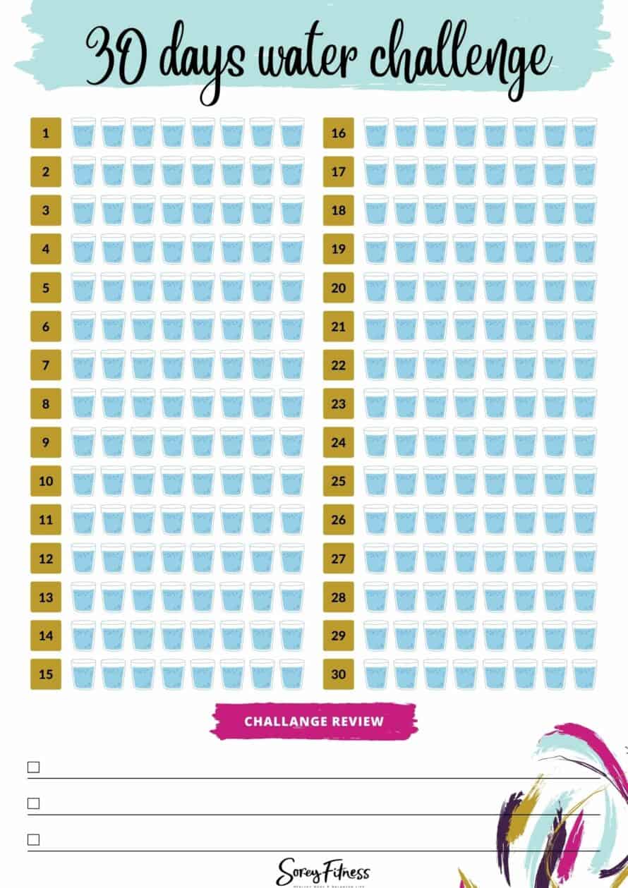 30 day water log tracker
