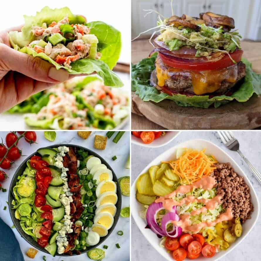 collage of 4 slow carb lunch ideas