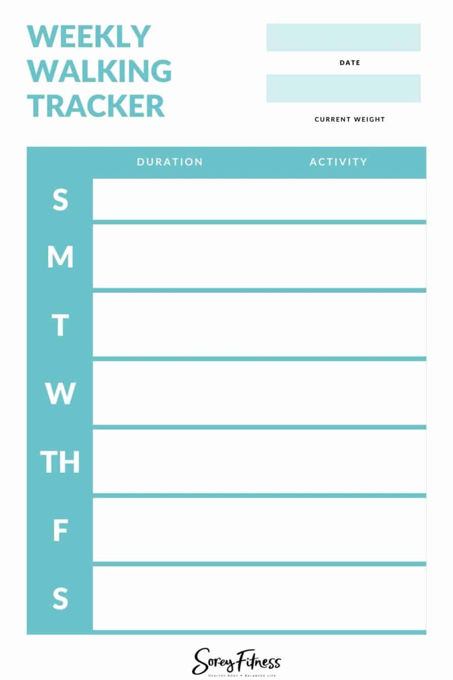 Walking to Lose Weight Chart - Weekly Tracker