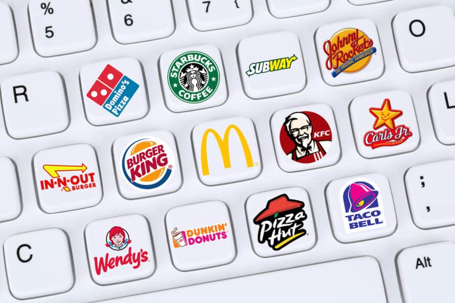 Fast food restaurants like Mc Donalds, Burger King, KFC, Starbucks, Pizza Hut