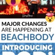 collage of autumn working out on the BODi set and text - major changes happening at Beachbody - Introducing BODi