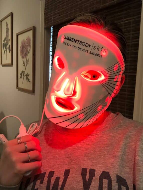 kalee with LED facial mask on