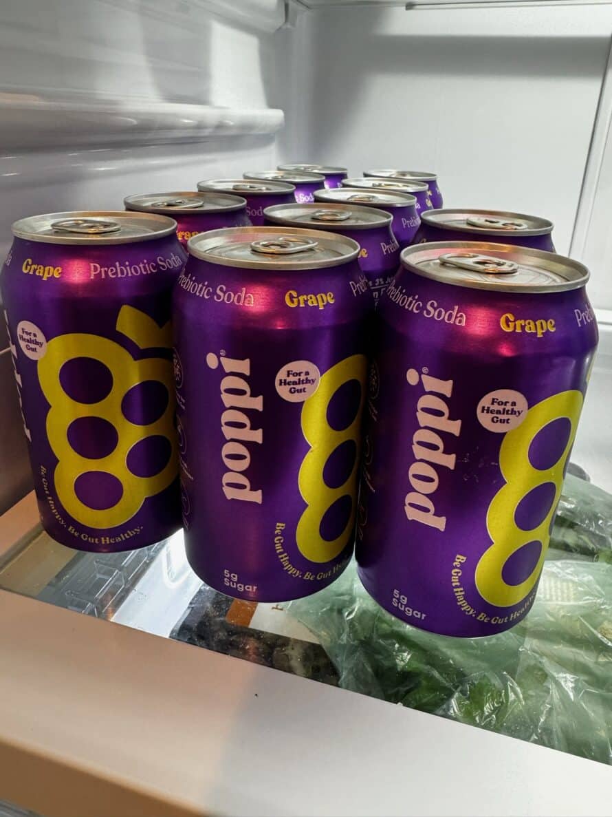 poppi soda cans in the refrigerator 