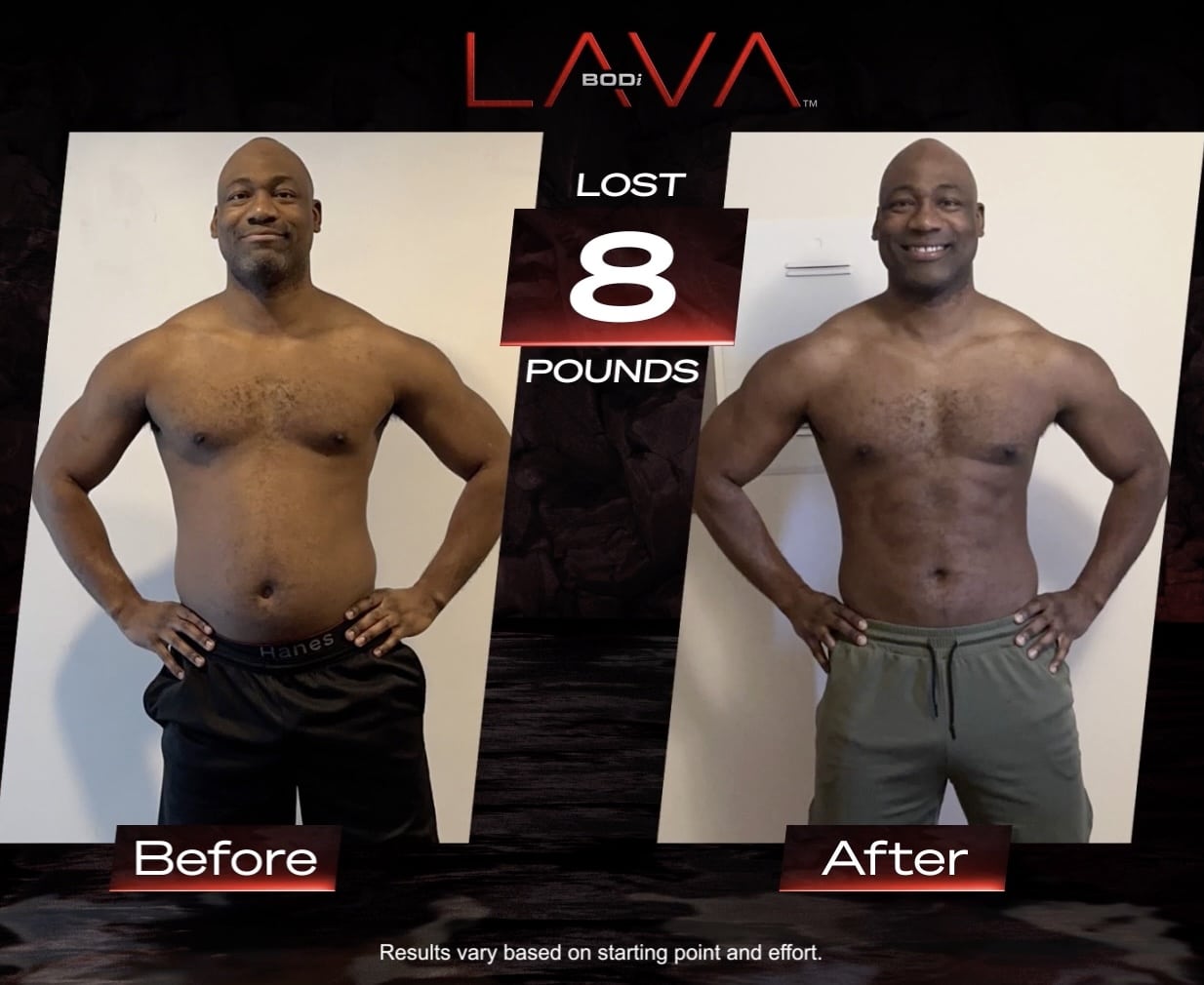 male LAVA workout before and after results