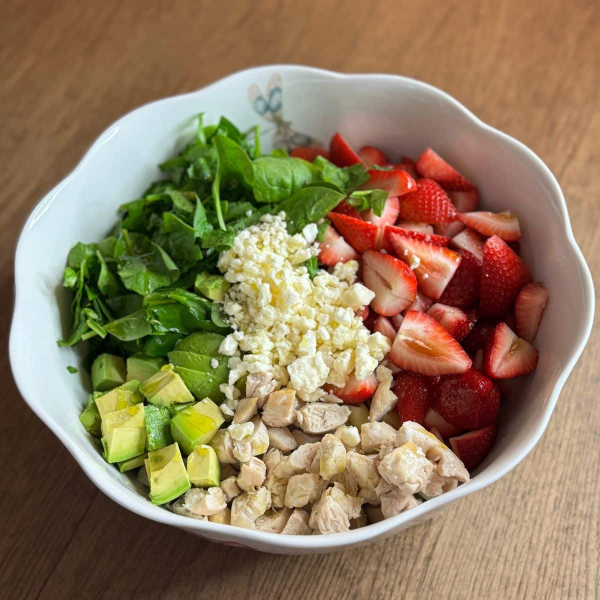 Strawberry pasta salad before dressing