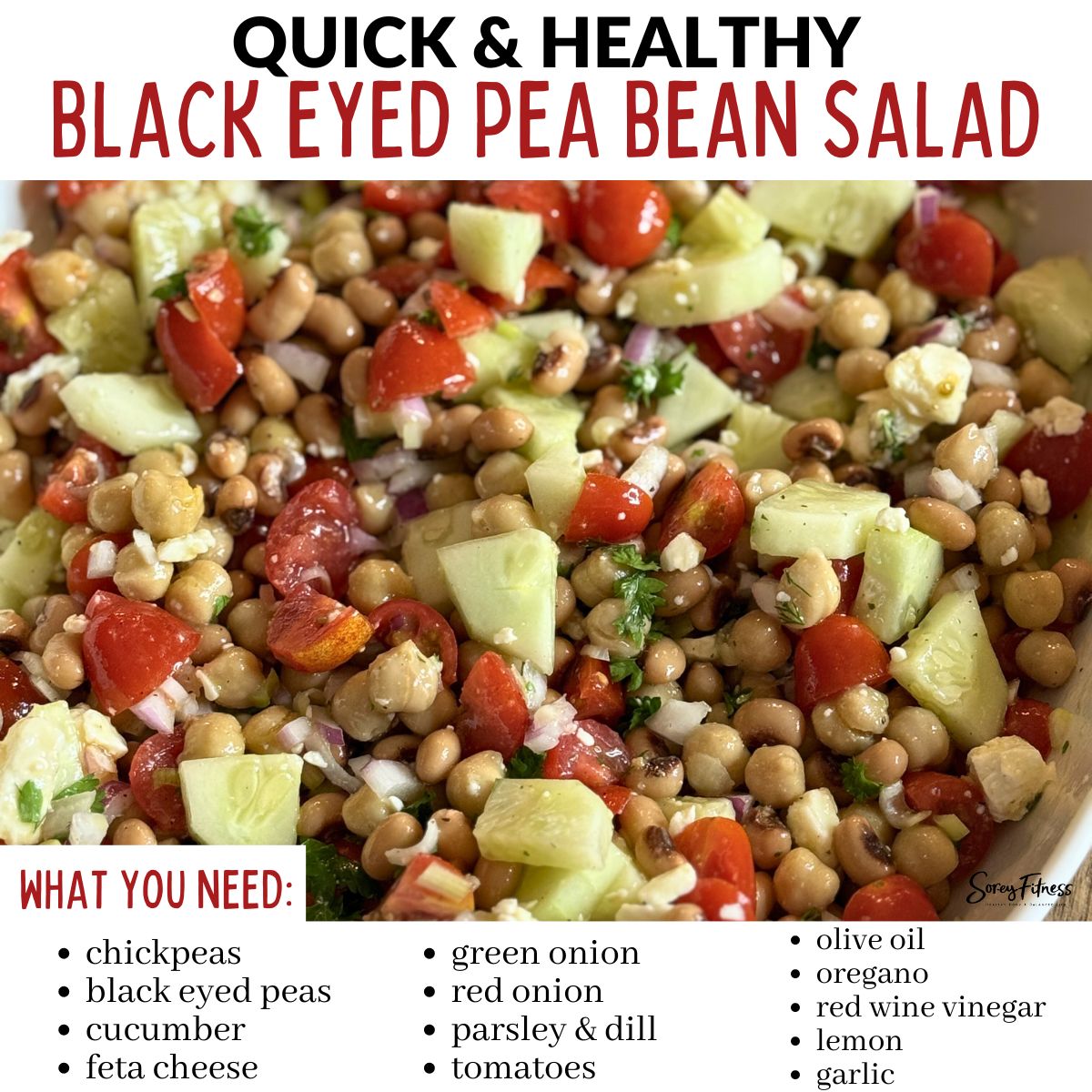 infographic with ingredients for this blue zone bean salad