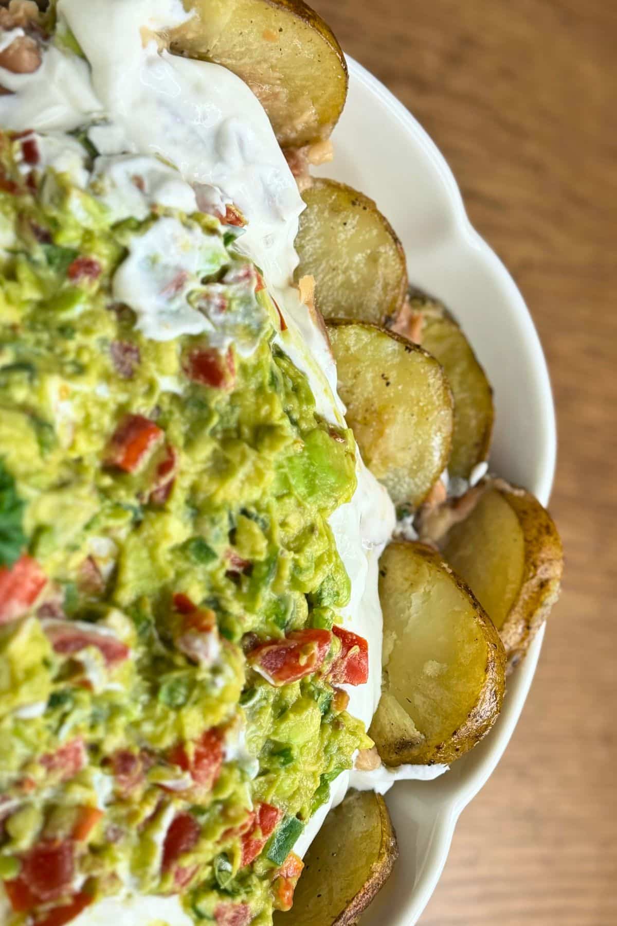 close up of the loaded potatoes