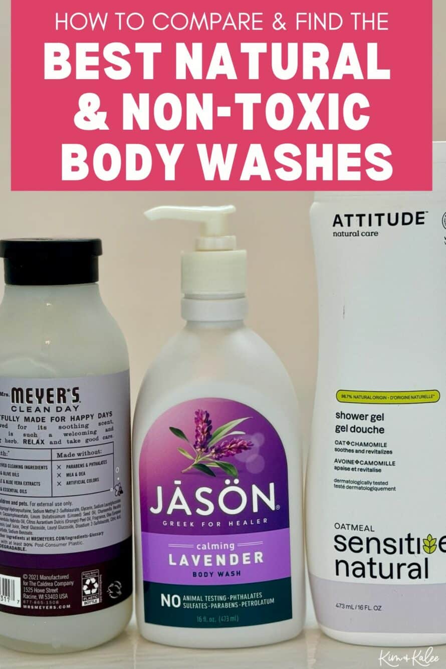 3 body washes on a white background - text overlay: how to compare and find the best natural body washes