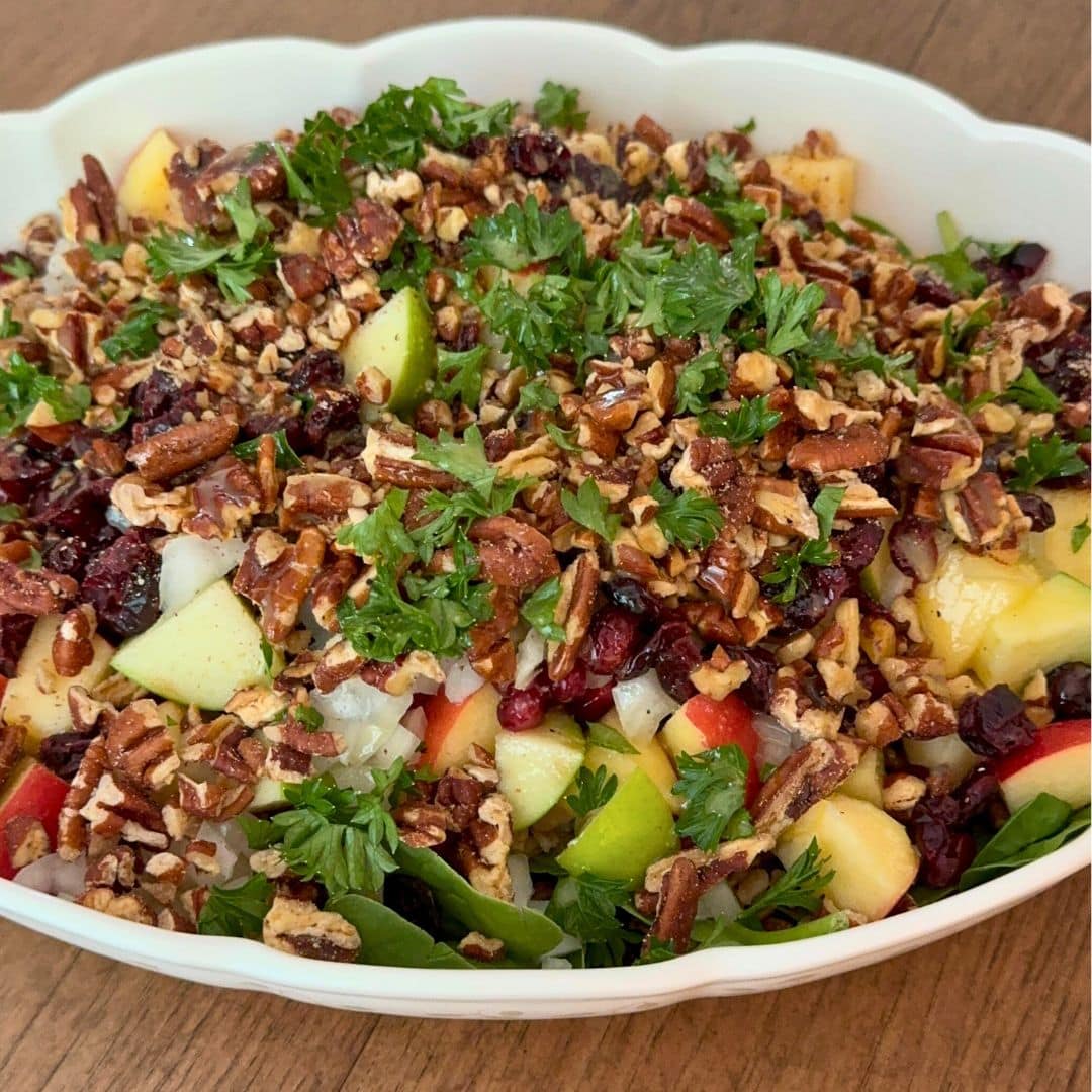 pecans on top of the winter salad