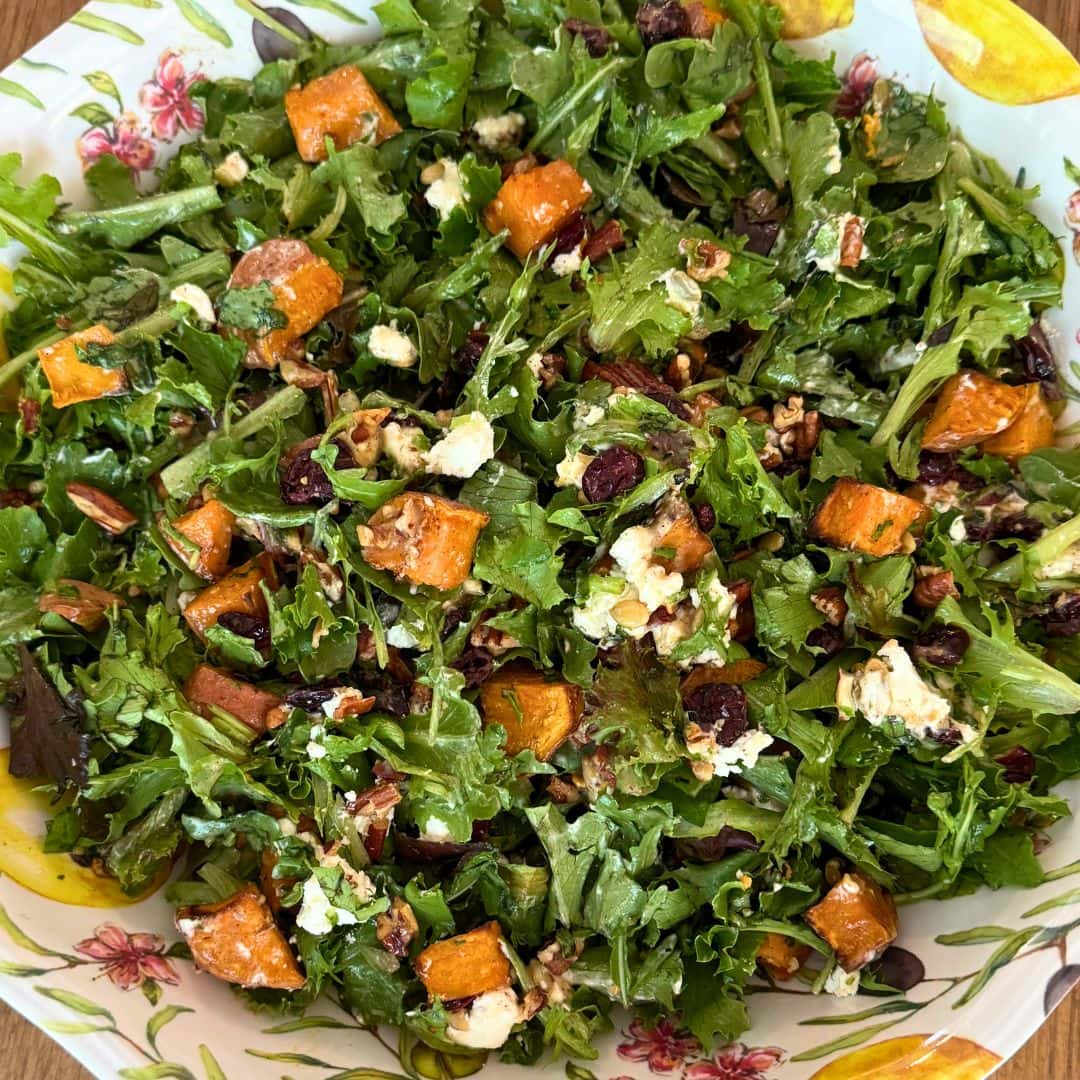 close up of the roasted sweet potato salad