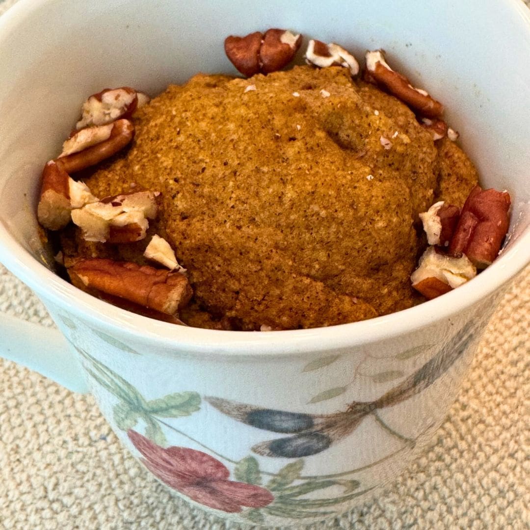 top of the pumpkin mug cake