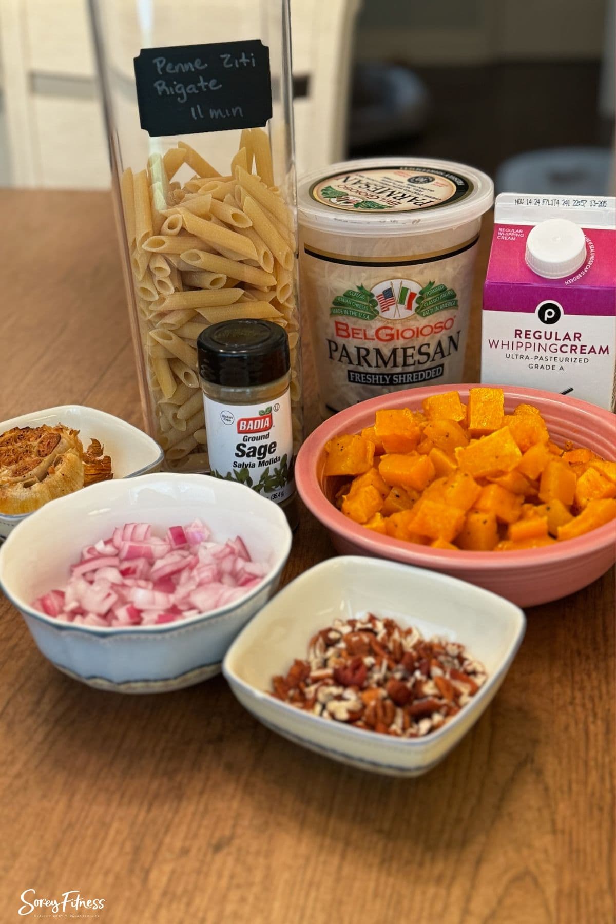 Fall Butternut Squash Pasta Ingredients