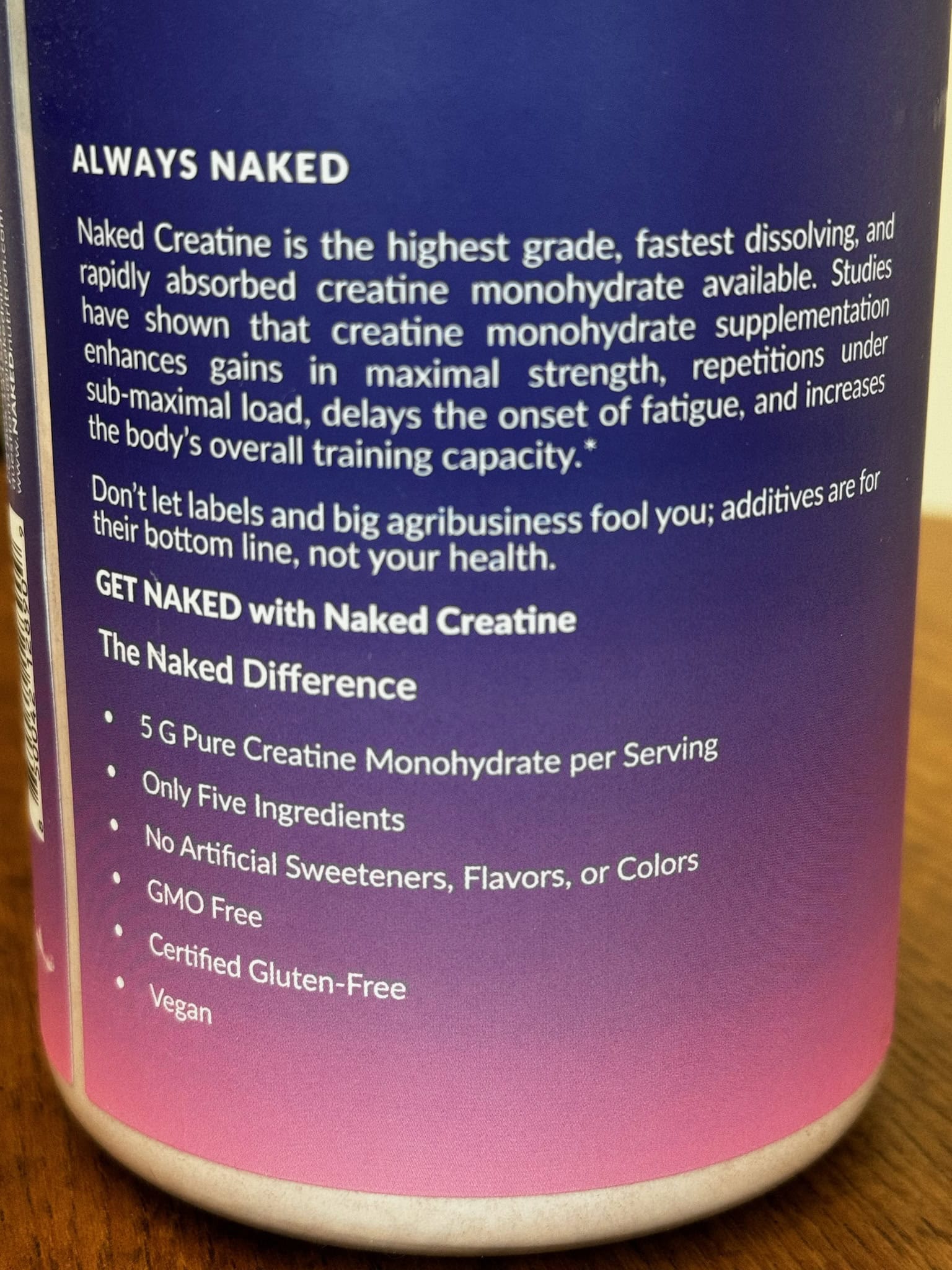 Naked Nutrition Creatine Label