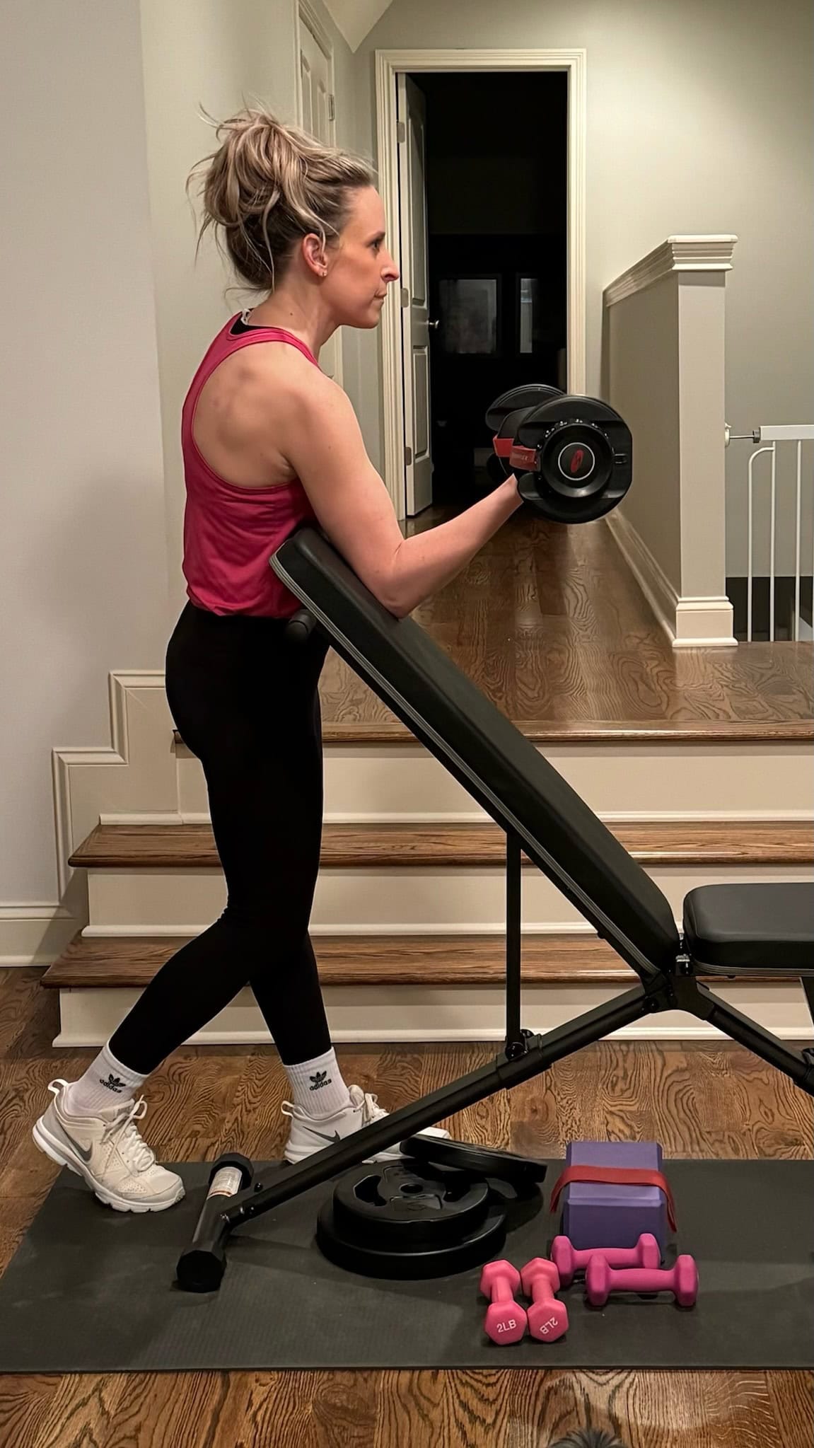 kalee lifting weights at home