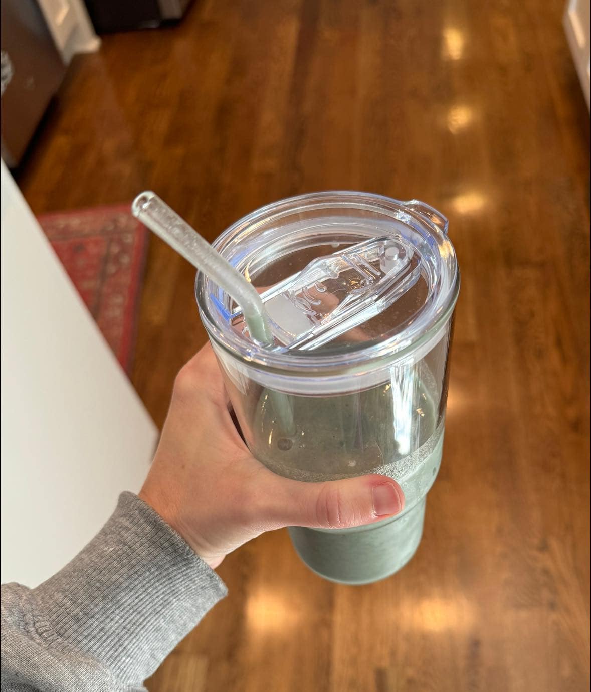 triple boost shake in a glass cup