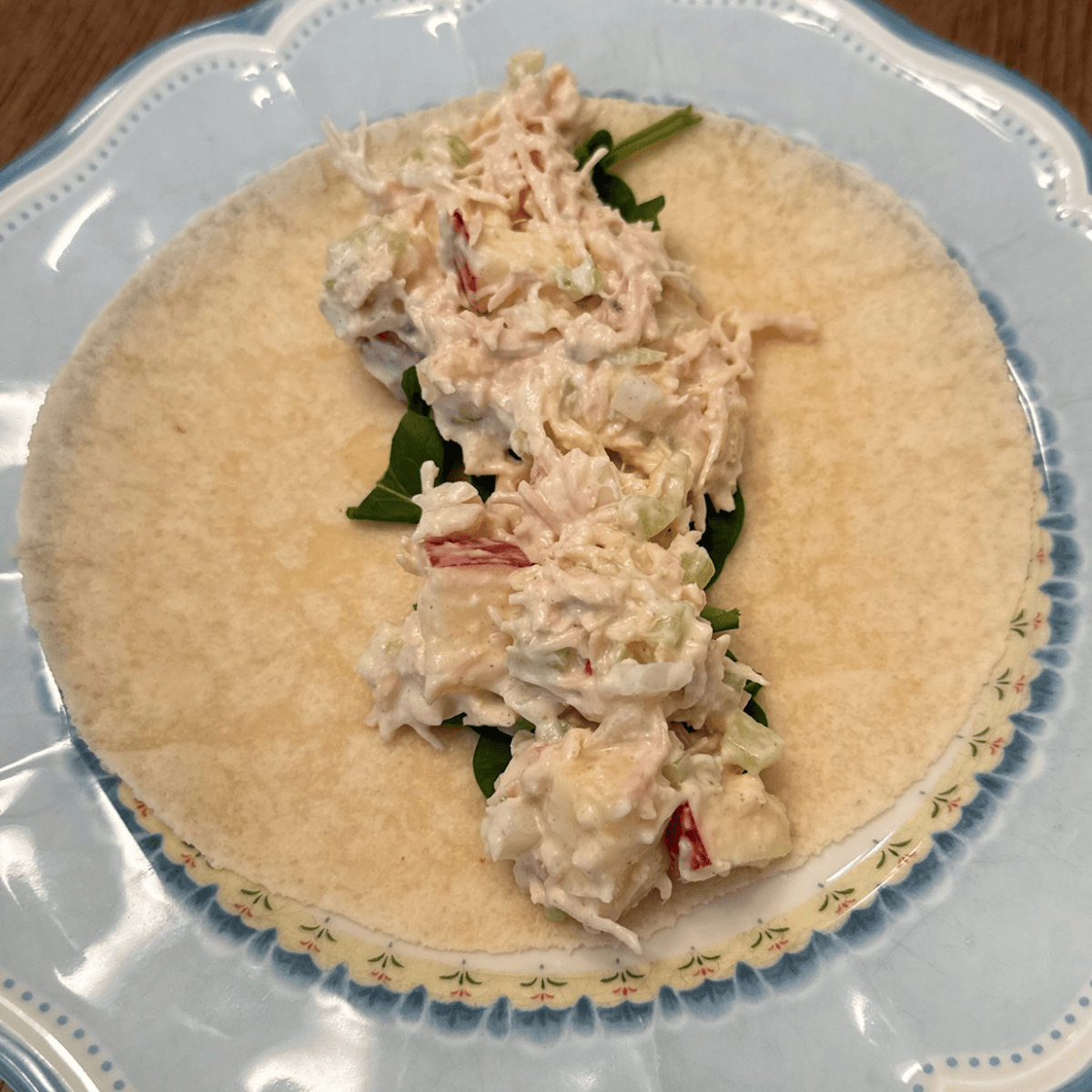 healthy chicken salad on gluten free wrap