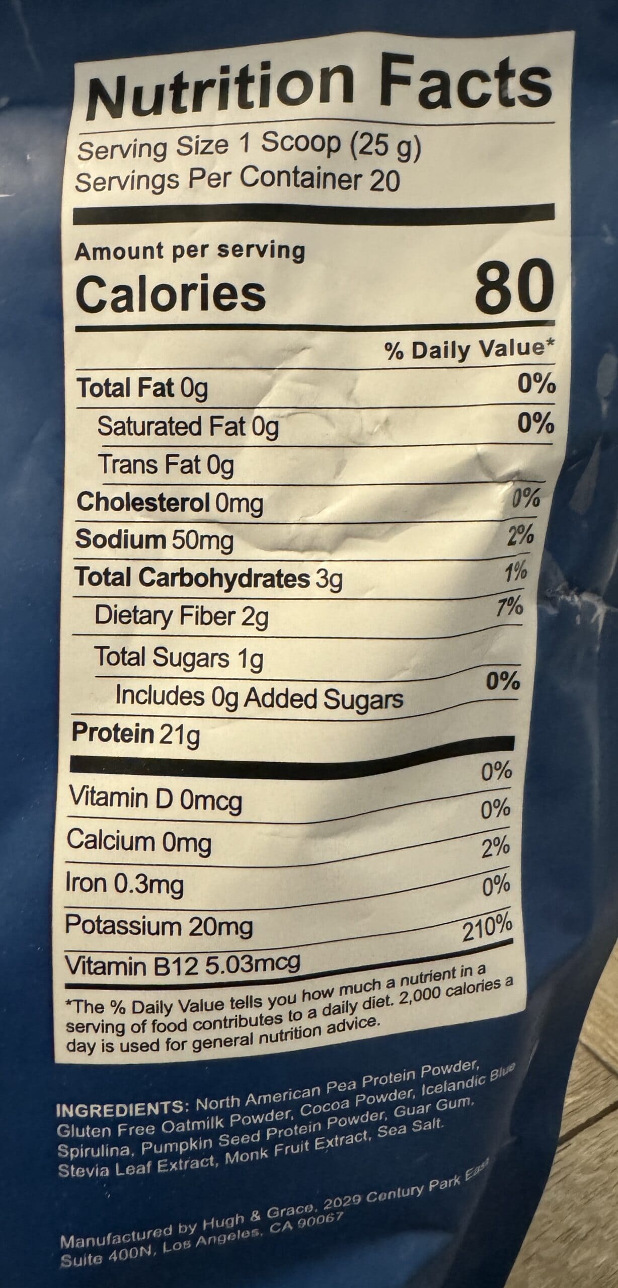 Chocolate Triple Boost Hugh and Grace Ingredients and Macros