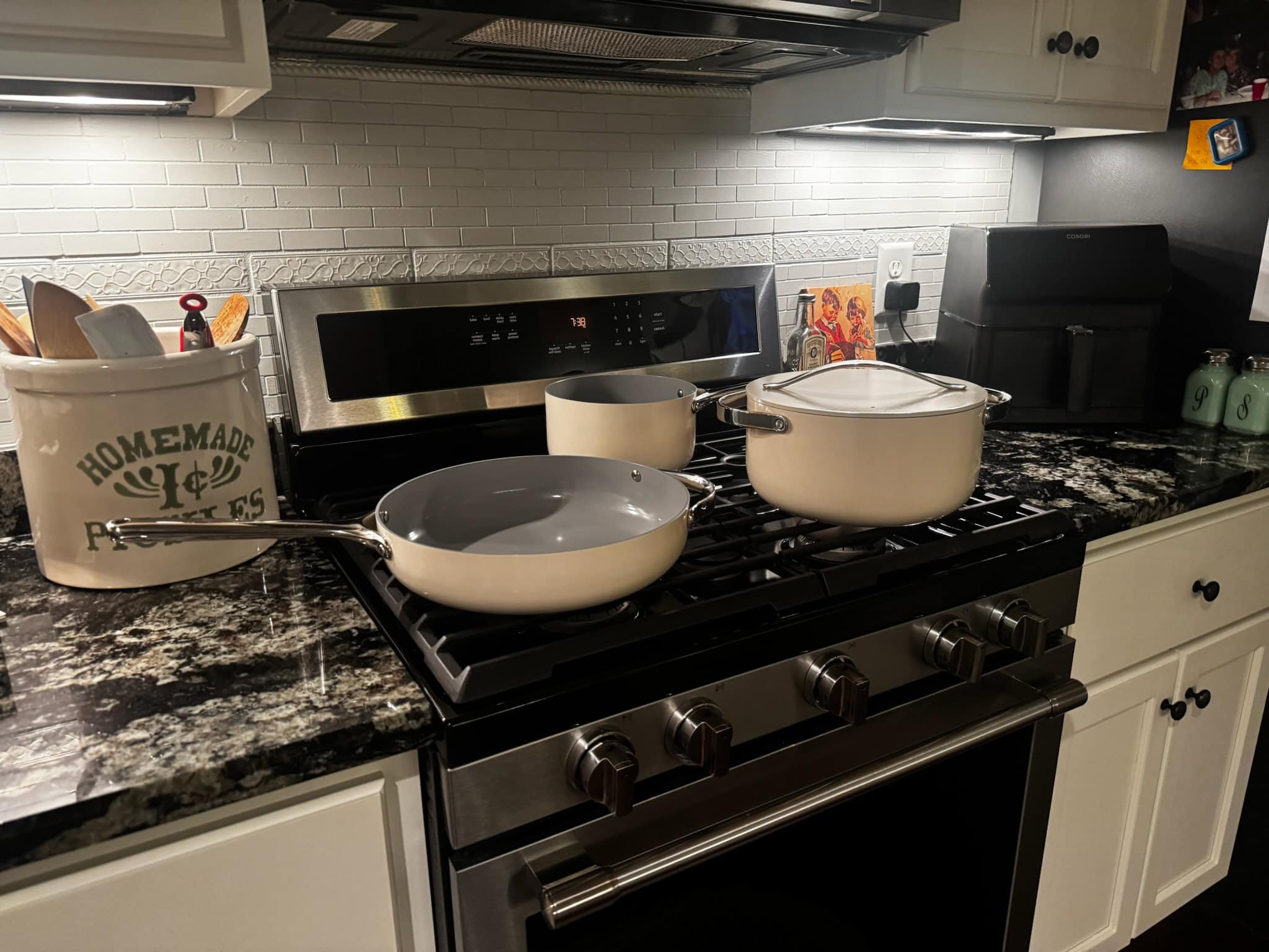 Caraway Cream Cooking Set on Stove