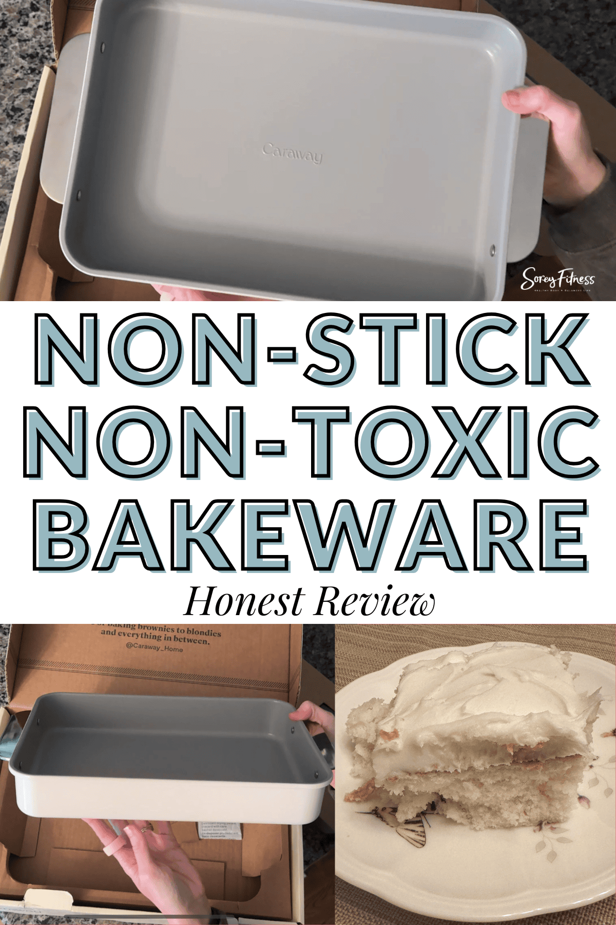 Non stick non toxic bakeware review - caraway rectangle pan collage
