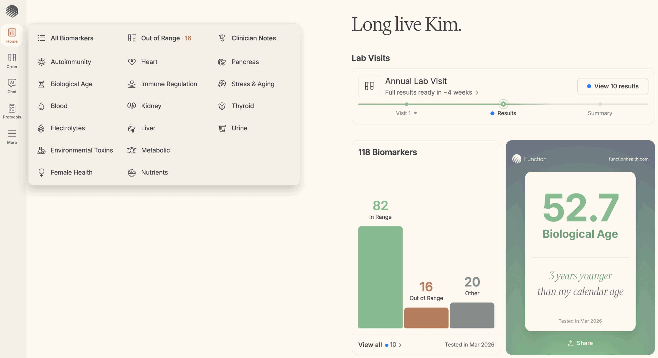 function health dashboard