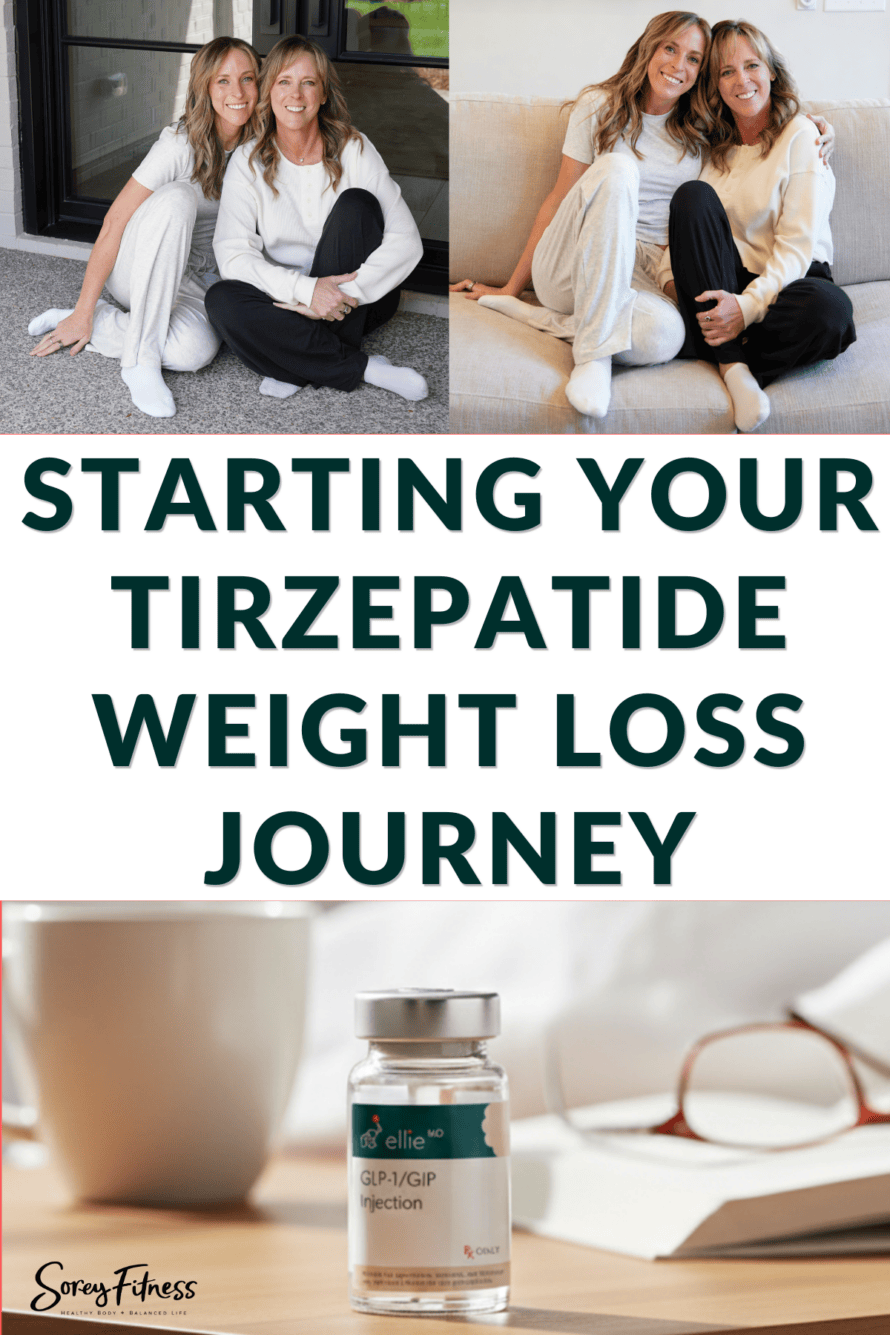 Collage with text overlay that says starting your tirzepatide weight loss journey