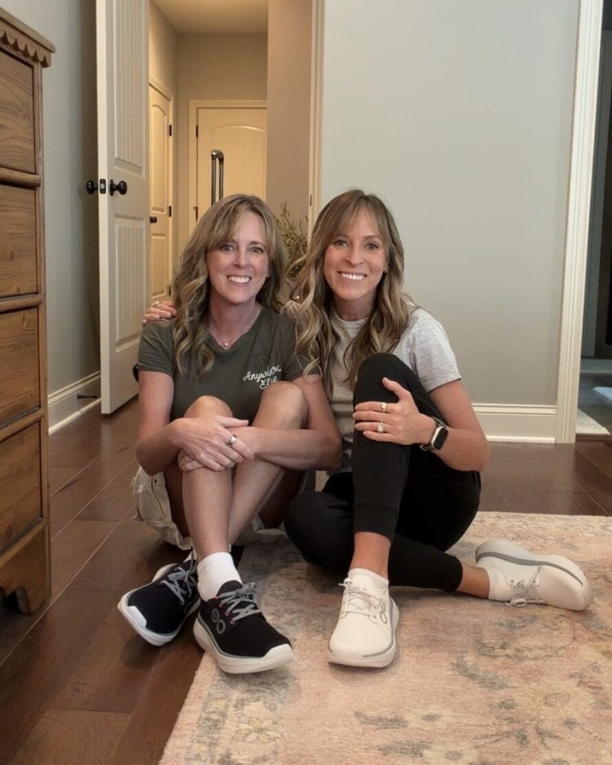 Kim and Kalee wearing OOFOS OOmy Stride Shoes