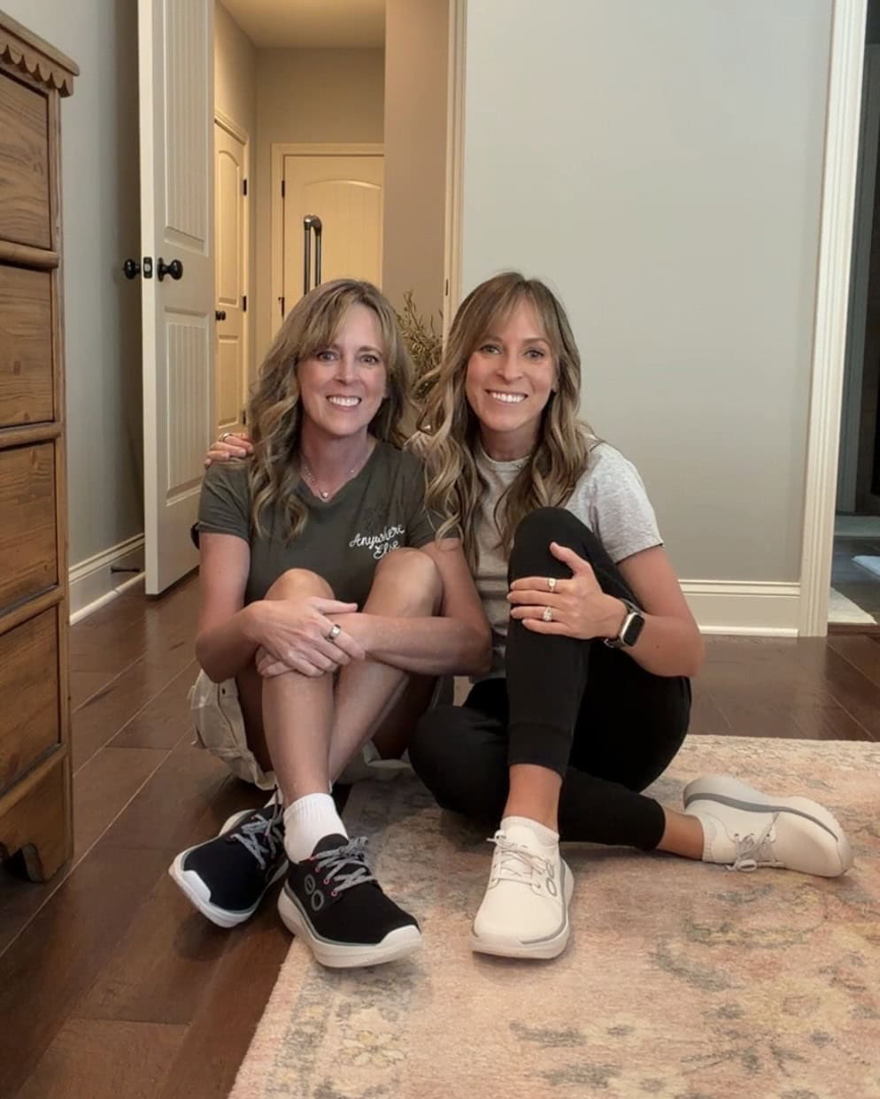 Kim and Kalee wearing OOFOS OOmy Stride Shoes